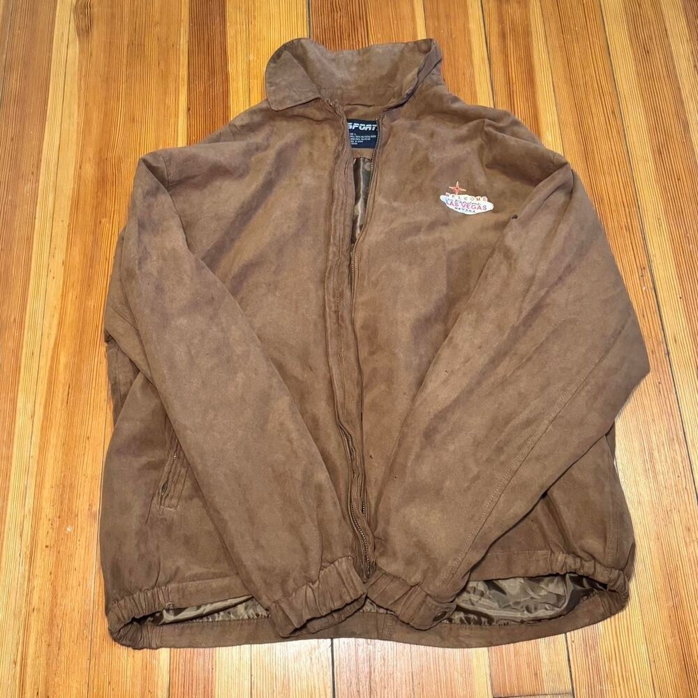 Las Vegas Polyester Suede Men's Brown Jacket